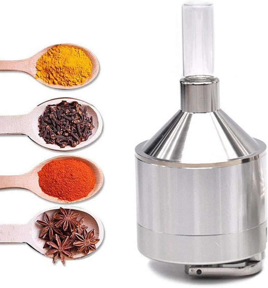 Metallene Handmühle Mit Trichterförmigem Glasfläschchen Zum Pulverisieren Von Gewürzen, Tee, Blüten Und Kräutern (silber)