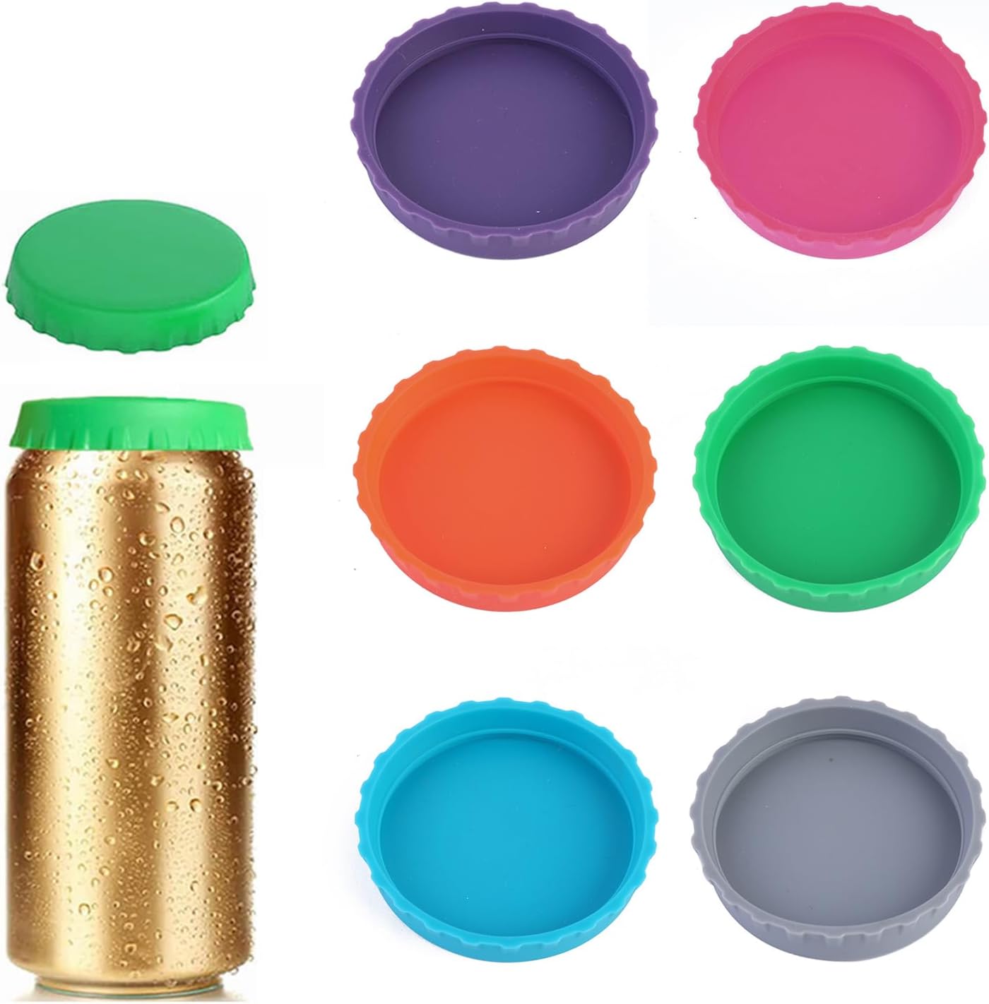 Set Mit 6 Silikon-dosendeckeln, Wiederverwendbare Verschlüsse Für Wassergläser, Bierdosen, Limonadenflaschen Und Dosen