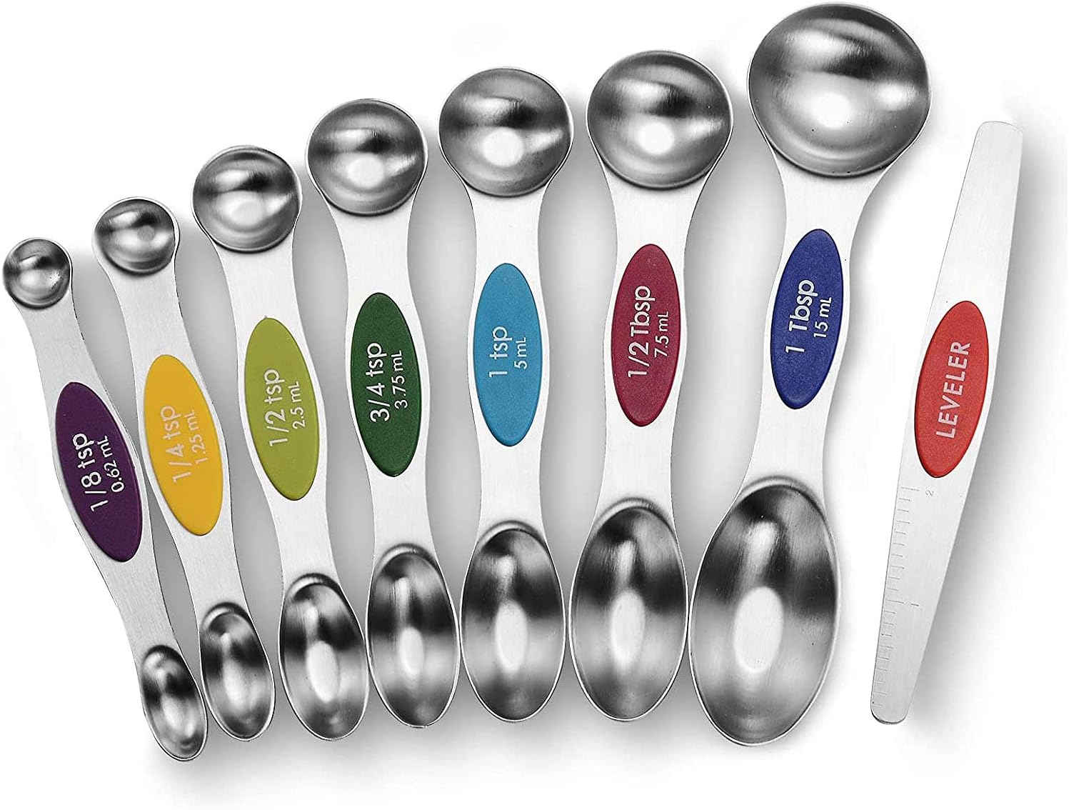 8er-set Magnetische Messlöffel – Edelstahl – Stapelbar – Doppelseitig – Zum Abmessen Von Trockenen Und Flüssigen Zutaten – Messlöffel Zum Kochen Und Backen