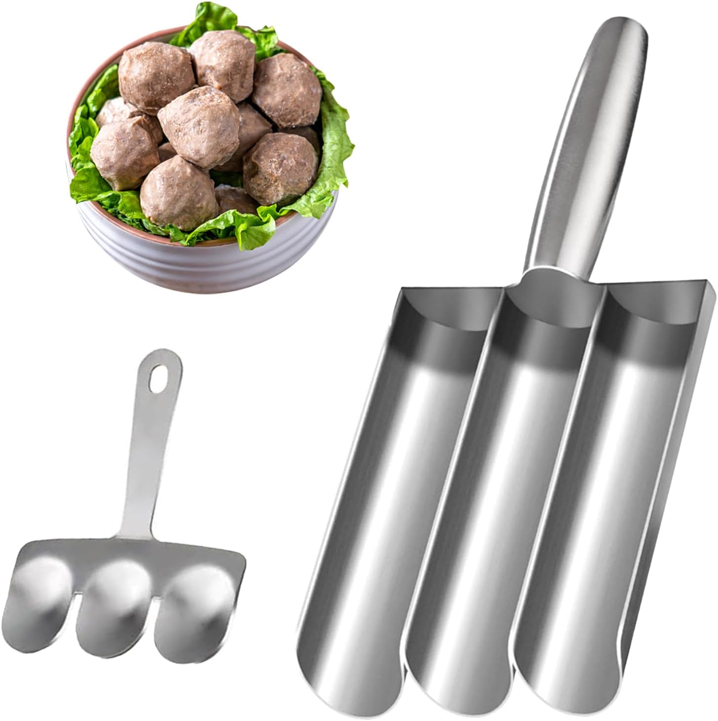 Dreifach-fleischbällchenformer Mit Ausstechlöffel, Fleischbällchenform, Fleischbällchenherstellung, Dreifach-fleischbällchenformer Für Teigtaschen