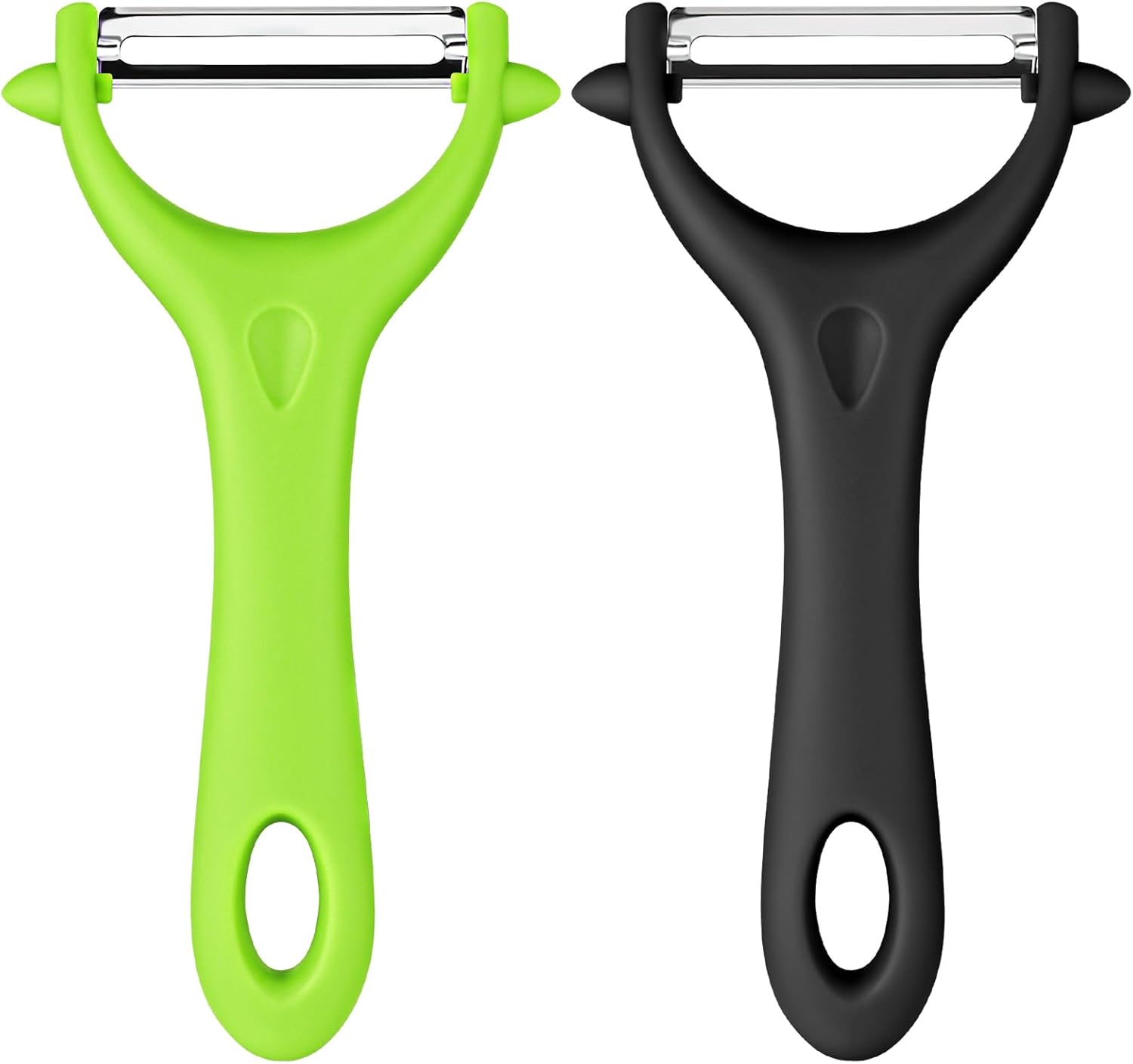 2-teiliges Universal-schäler-set, Gemüseschäler Aus Edelstahl Manueller Kartoffelschäler Mit Ergonomischem Griff, Küchenschäler Für Gemüse Und Obst (schwarz + Hellgrün)