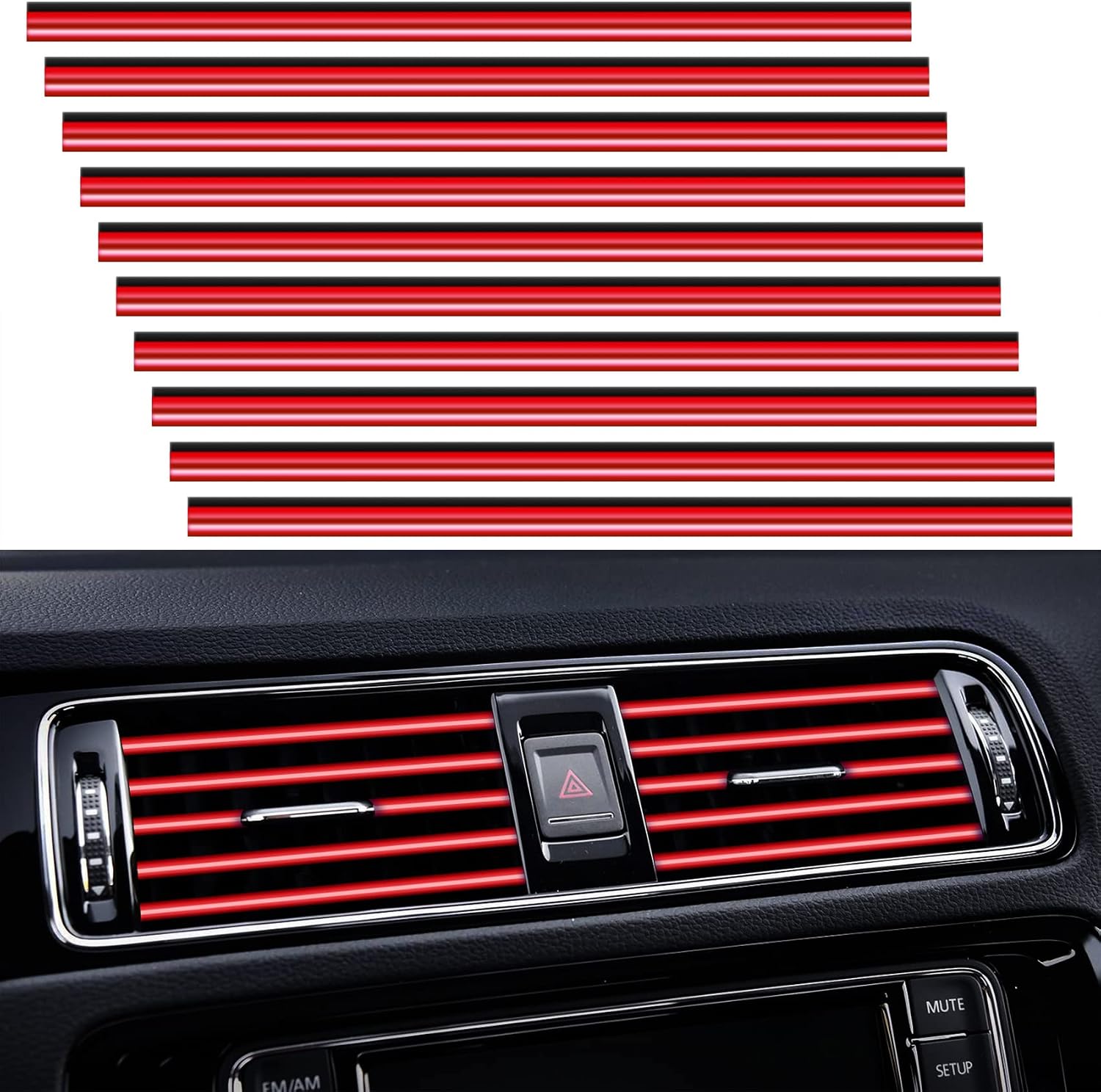 Packung Mit 20 Universellen Zierleisten Für Auto-lüftungsschlitze – Flexible, Glänzende Und Wasserfeste Innenraumaccessoires Für Alle Lüftungsschlitze