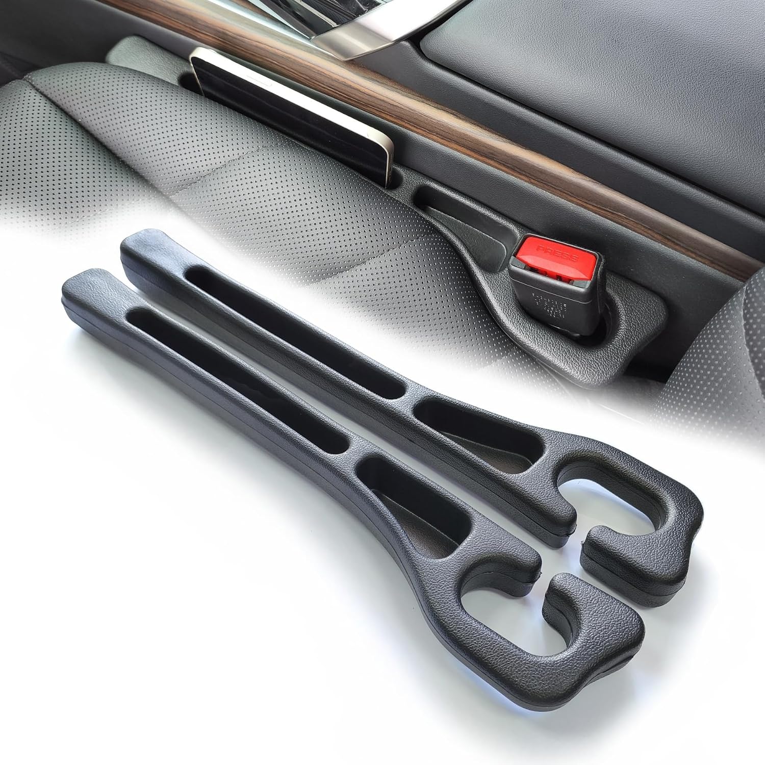 Set Mit 2 Fallschutzpolstern Für Den Spalt Zwischen Autositz Und Mittelkonsole – Spaltfüller Aus Leder