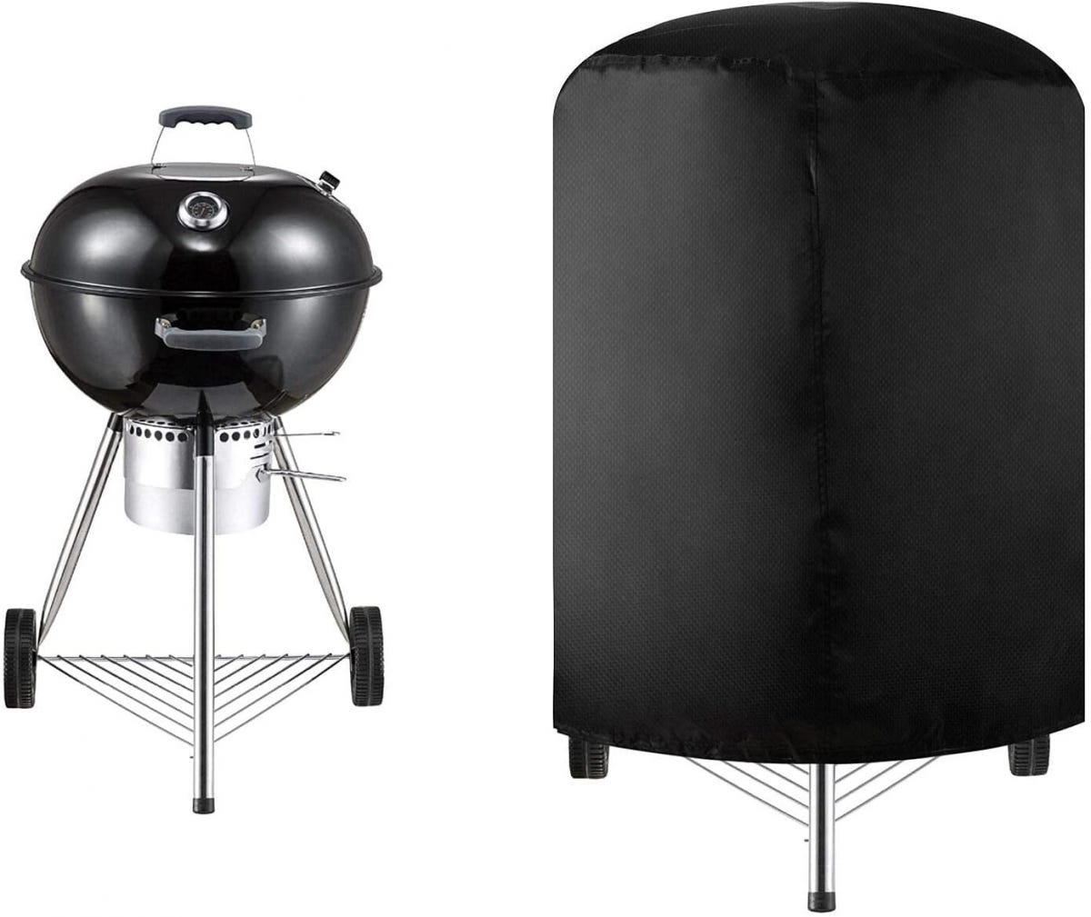 Runde Grillabdeckung, Wasserdichte Grillabdeckung Aus 210d Oxford-gewebe, Grillschutzplane, Schwarz (71