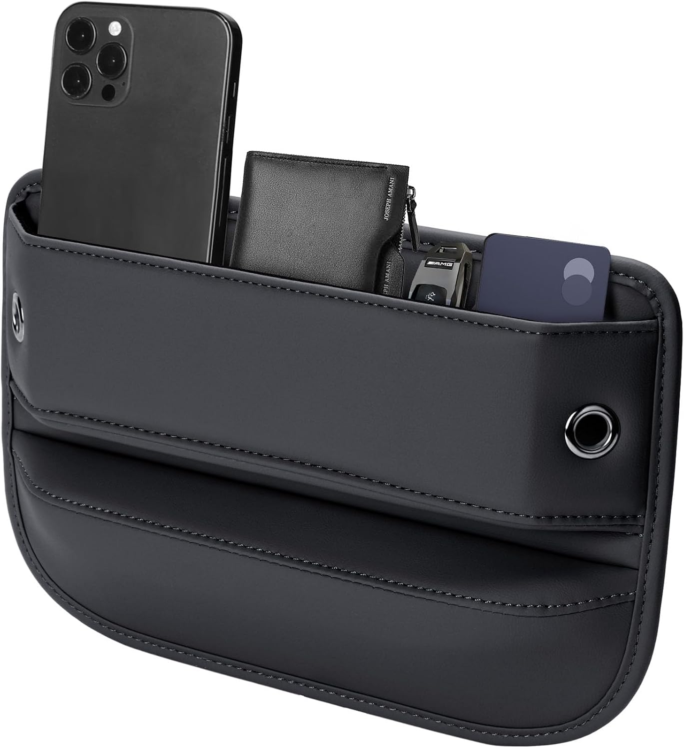Hochwertiger Lederorganizer Zum Ausfüllen Der Lücke Zwischen Autositzen (0,5 Bis 3 Cm Große Lücken) – Geniales Geschenk Für Besitzer Von Pkw, Suvs Und Lkws (schwarz, 1 Stück)