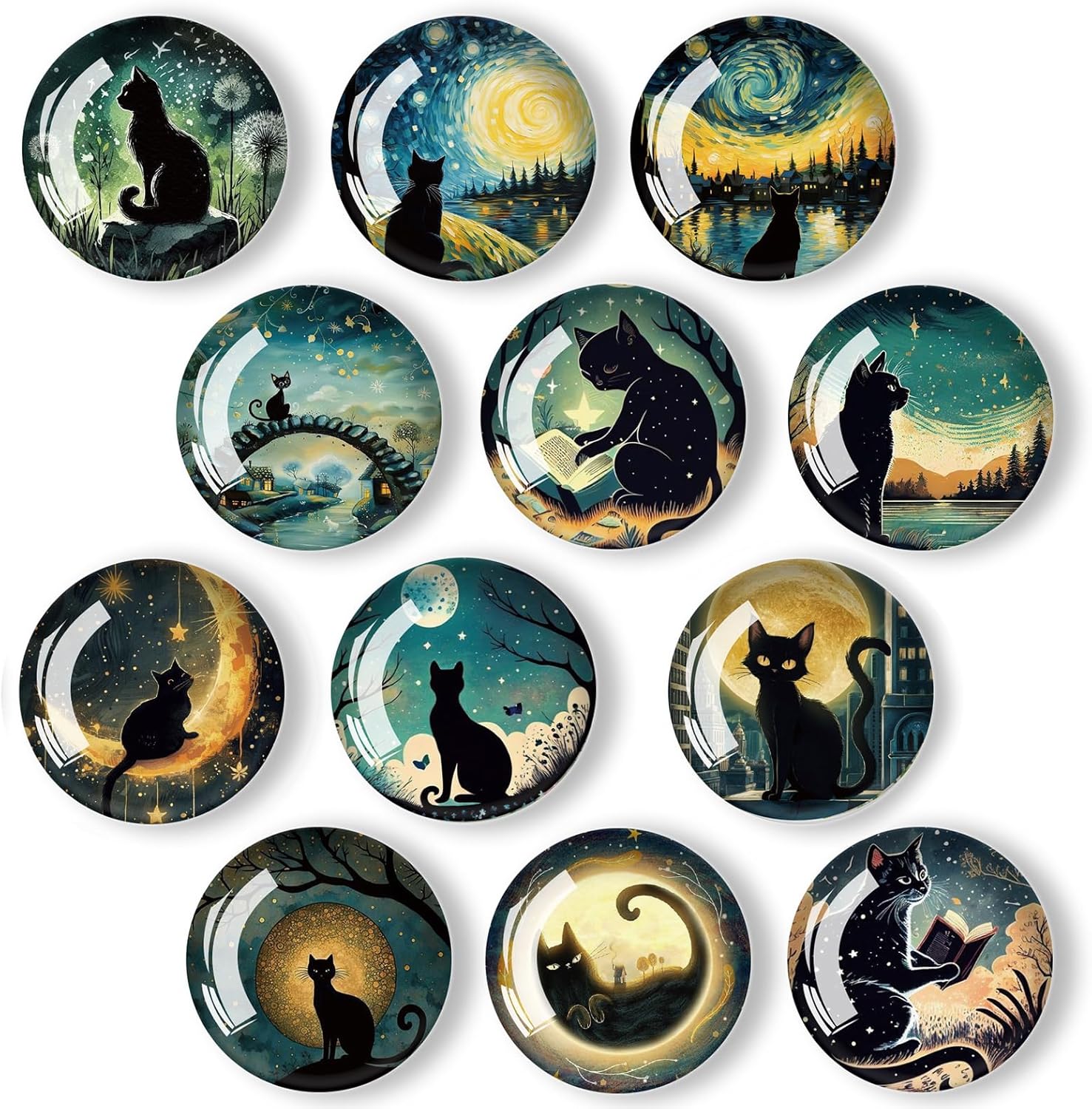 12-teiliges Kühlschrankmagnet-set, Katzenmotiv, 3d-kühlschrankmagnete, 30 Mm Runde Dekomagnete, Kleine Magnete Für Kühlschränke, Schränke Und Whiteboards