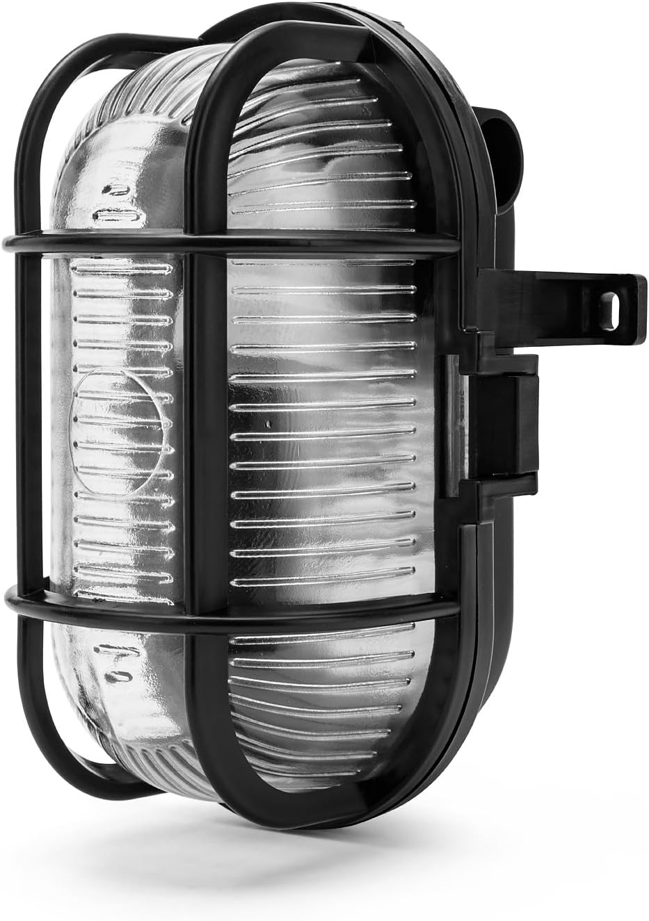 Ovale Wand-/deckenleuchte. Kunststoff Und Glas. Led-kompatibel. Für Den Innen- Und Außenbereich Geeignet. Für Balkone, Garagen Und Veranden. Schwarz.