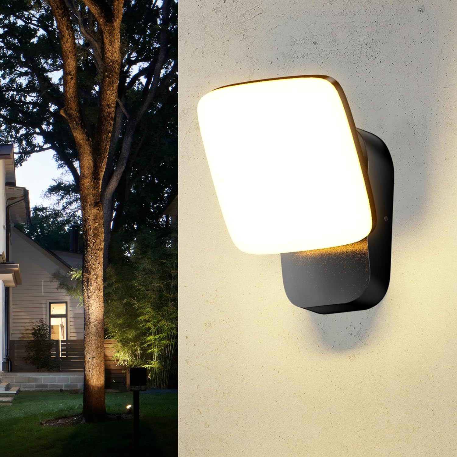 Led-wandleuchte Für Den Außenbereich – Ip65 Wasserdicht, Für Den Innenbereich Geeignet, 3000 K, 360° Drehbares Led-panel Aus Aluminium Für Terrasse, Eingangsbereich, Garten Und Garage