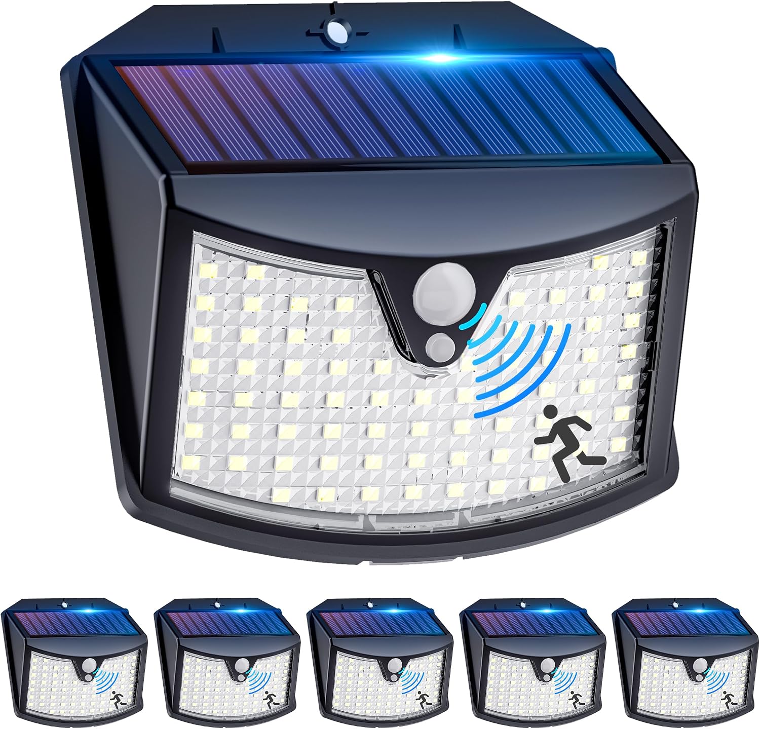 Solarbetriebene Außenleuchten Mit Bewegungsmelder [6er-pack], 3 Modi, Ip65 Wasserdichte Solarstrahler Für Garten, Garage Und Terrasse