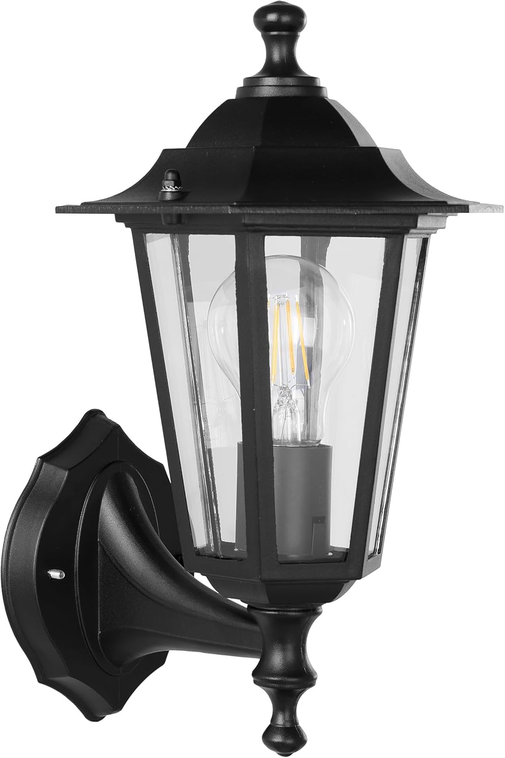 Außenwandleuchte, Außenbeleuchtung Aus Schwarzem Aluminiumguss Und Glas, Lampe Mit Fassung