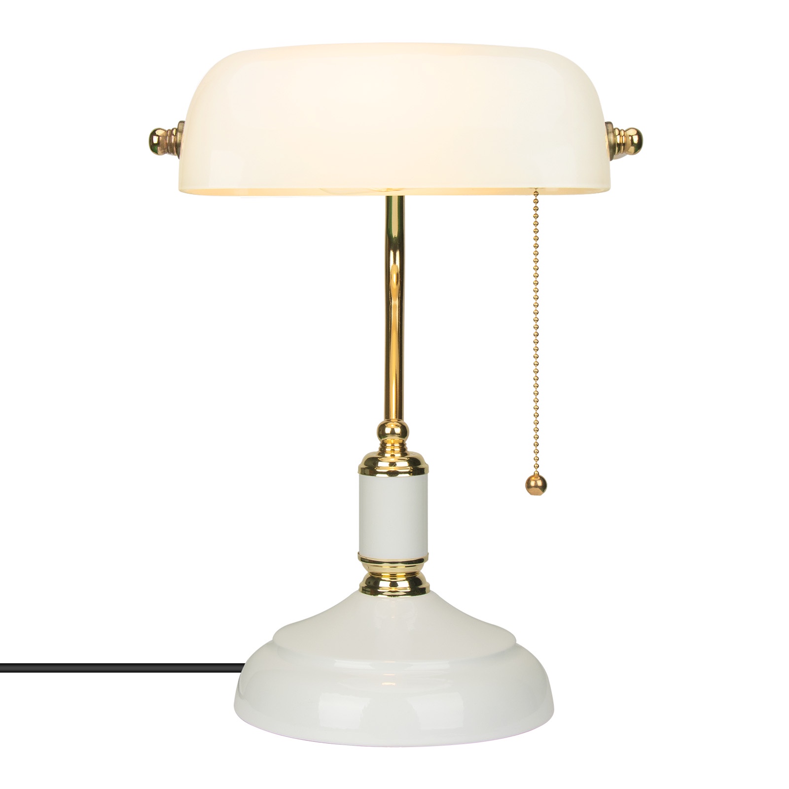 Bankerlampe Weiß, Schreibtischlampe Vintage Reißverschluss-schalter, Für Büro Bibliothek Studierzimmer Arbeitszimmer Schlafzimme