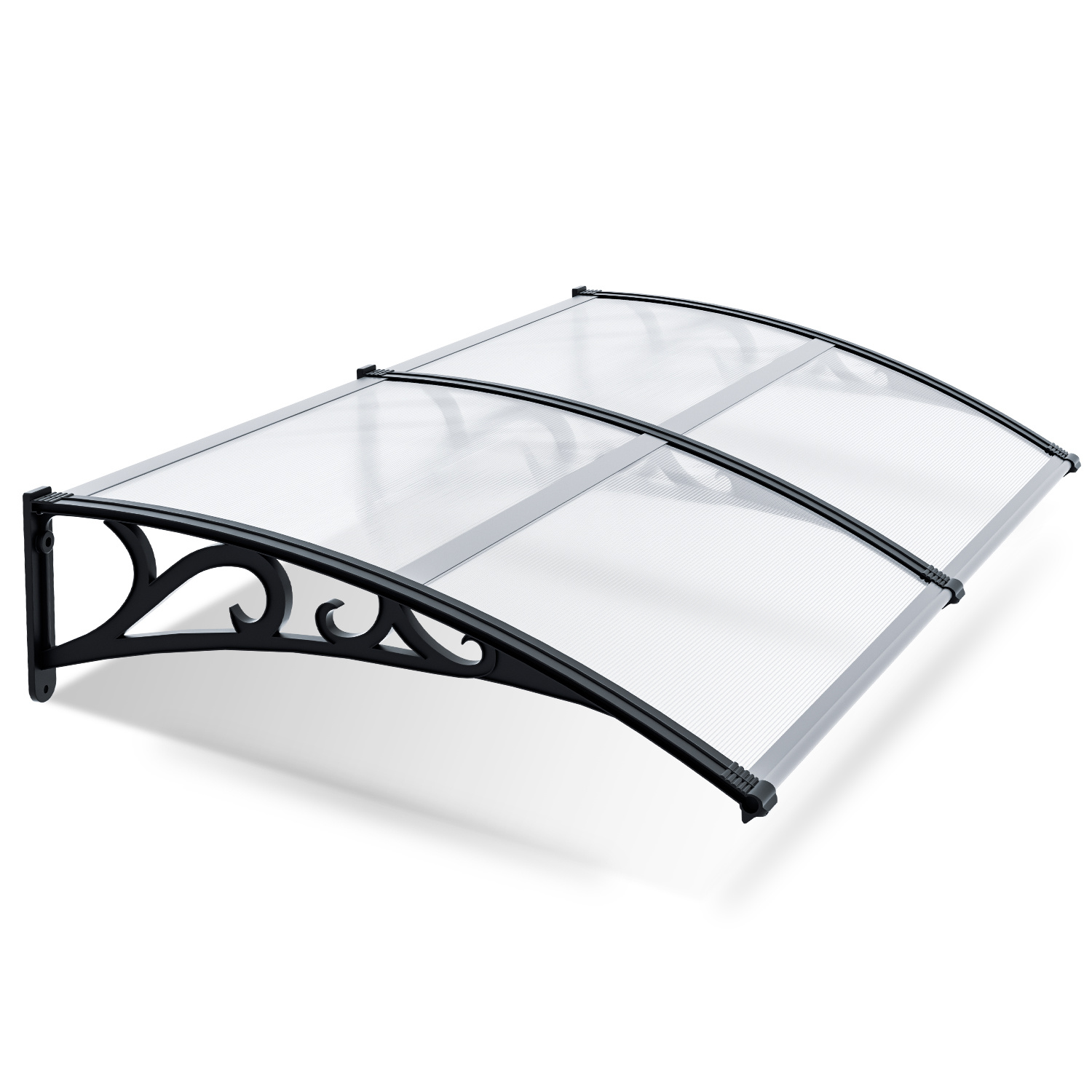 Jiubiaz Türvordach 200 X 100 Cm, Transparenter Regenschutz Mit Polycarbonatdach Und Abs-haltern