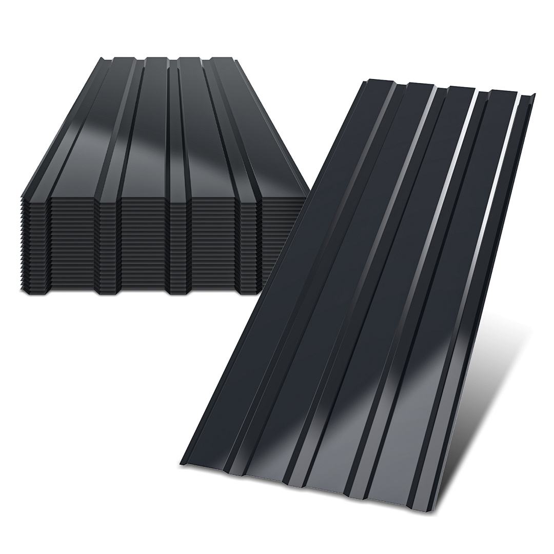 Jiubiaz 36 Stück Dachblech Trapezblech Profilblech Platten Aus Metall, Glatte Oberfläche, Mit Handschuhen, 115x45 Cm, 0,25 Mm, 18 M², Anthrazit