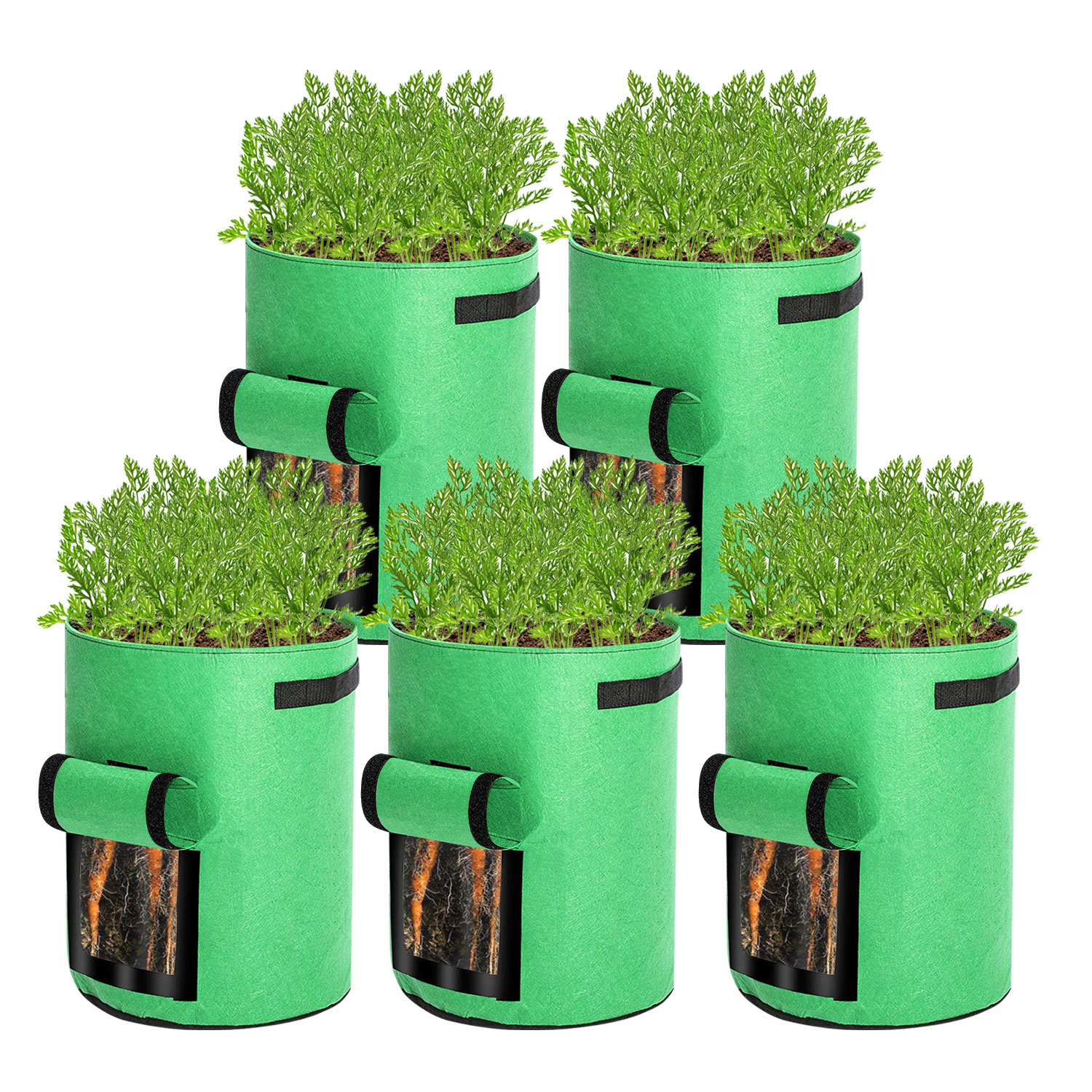 Jiubiaz 15er Set Pflanzsäcke 38 L Aus Vlies Mit Sichtfenster & Griffen, Kartoffel-pflanztaschen Für Gemüse, Balkon & Garten
