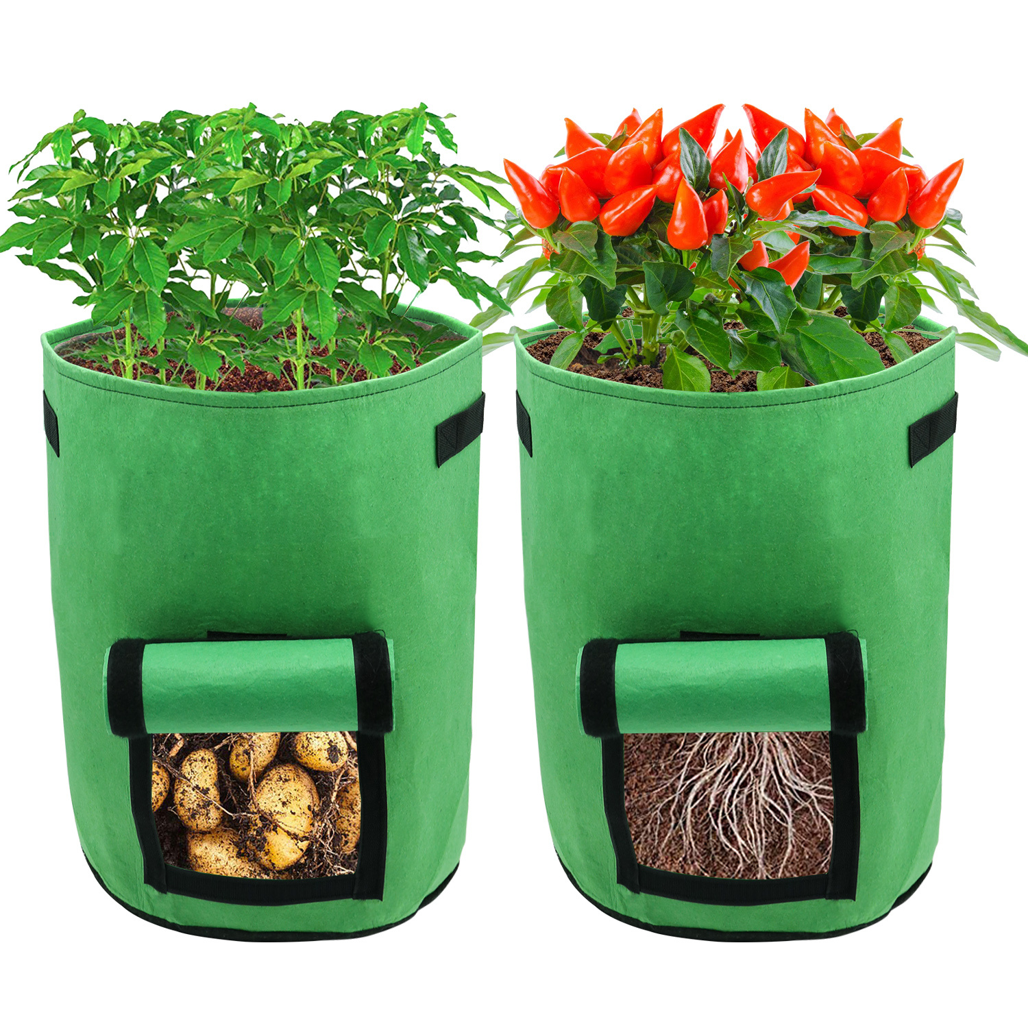 Jiubiaz 30er Set Pflanzsäcke 38 L Aus Vlies Mit Sichtfenster & Griffen, Kartoffel-pflanztaschen Für Gemüse, Balkon & Garten