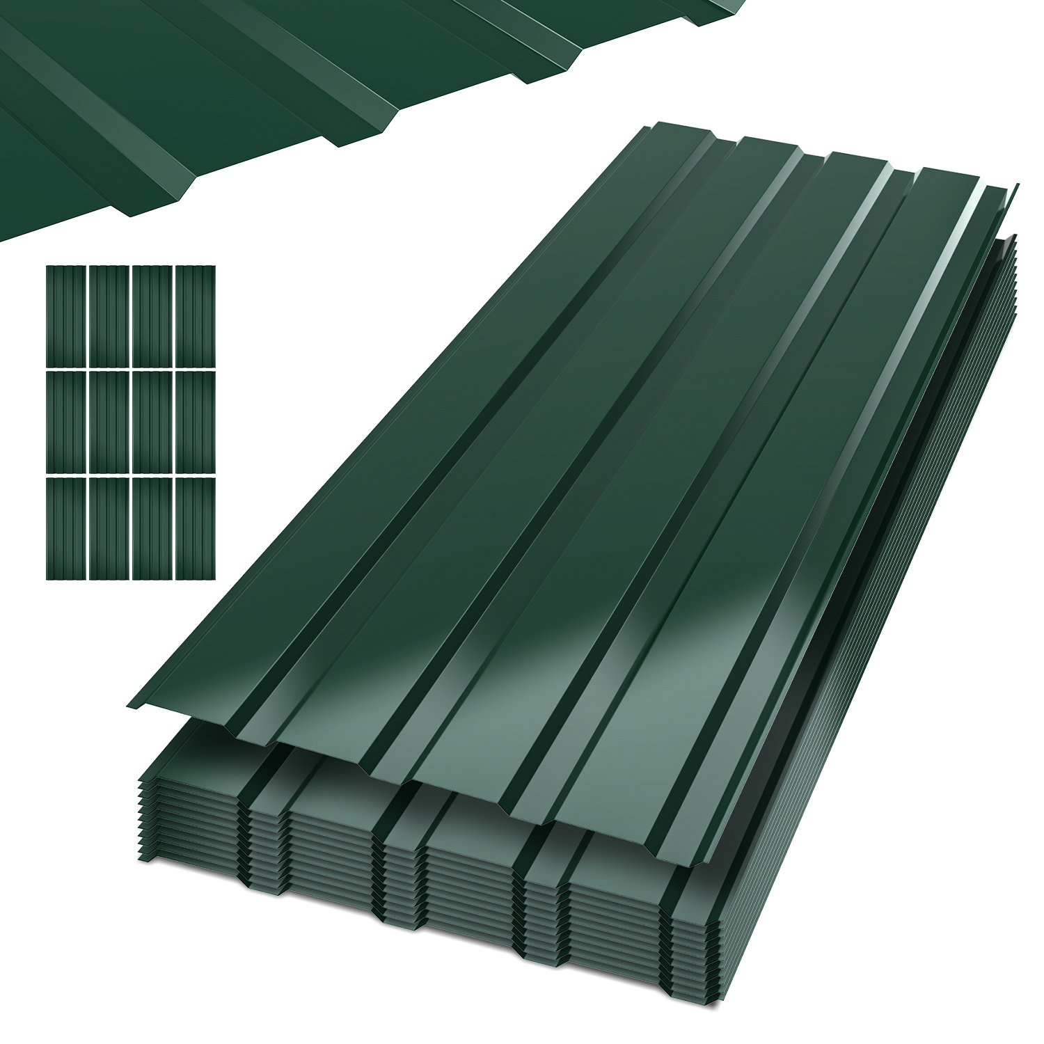 Jiubiaz Dachplatten Aus Stahl, 36 Stück, 115 X 45 Cm, 0,25 Mm, Grün, Für Schuppen Und Unterstand