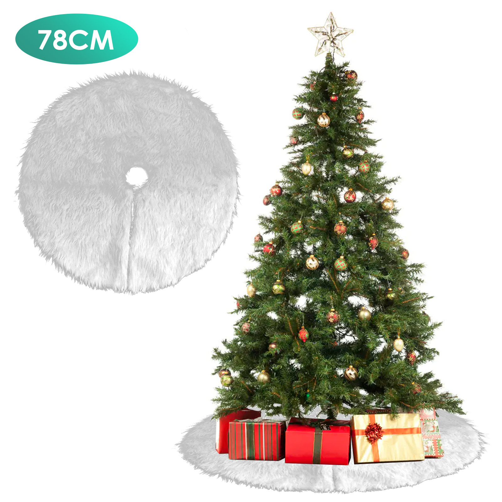 Jiubiaz Weihnachtsbaumteppich 78 Cm, Runde Plüsch Baumdecke Für Wohnzimmer, Hotel Und Weihnachtsfeier