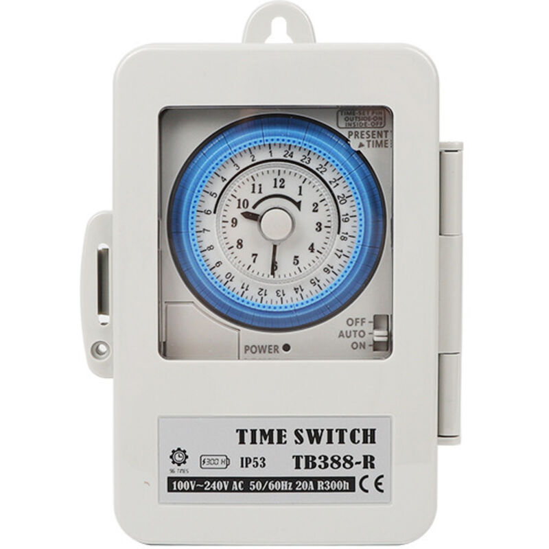 Jssevn - Programmierbarer, Wasserdichter Mechanischer 24-stunden-timer – 20 A – 100–250 V Wechselstrom – Präzise Zeitsteuerung Für Warmwasserbereiter Und Beleuchtung
