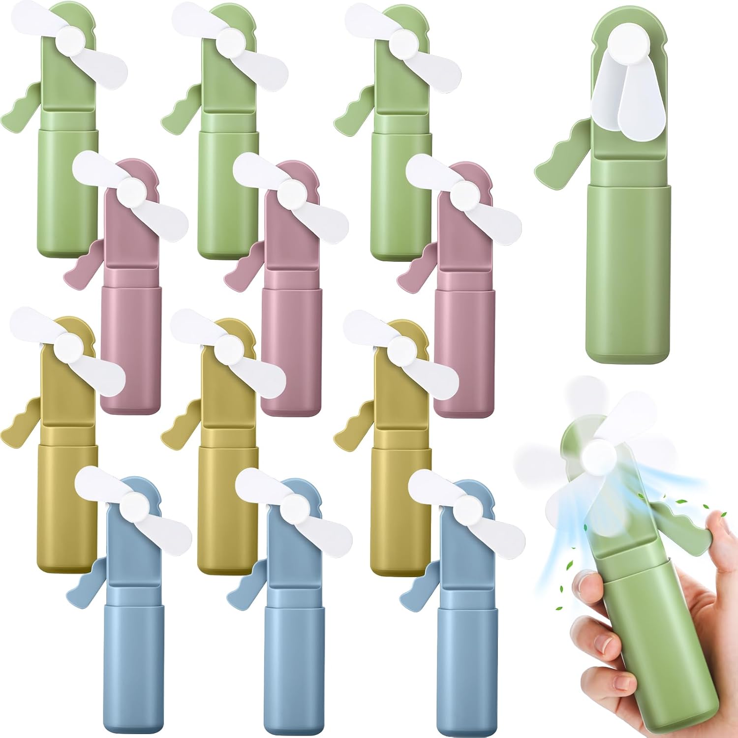 Jssevn - 12er-pack Mini-handfächer – Kleine, Tragbare Kunststofffächer Für Den Sommer – Für Persönliche Kühlung – Ideales Mitbringsel – Perfektes Geschenk