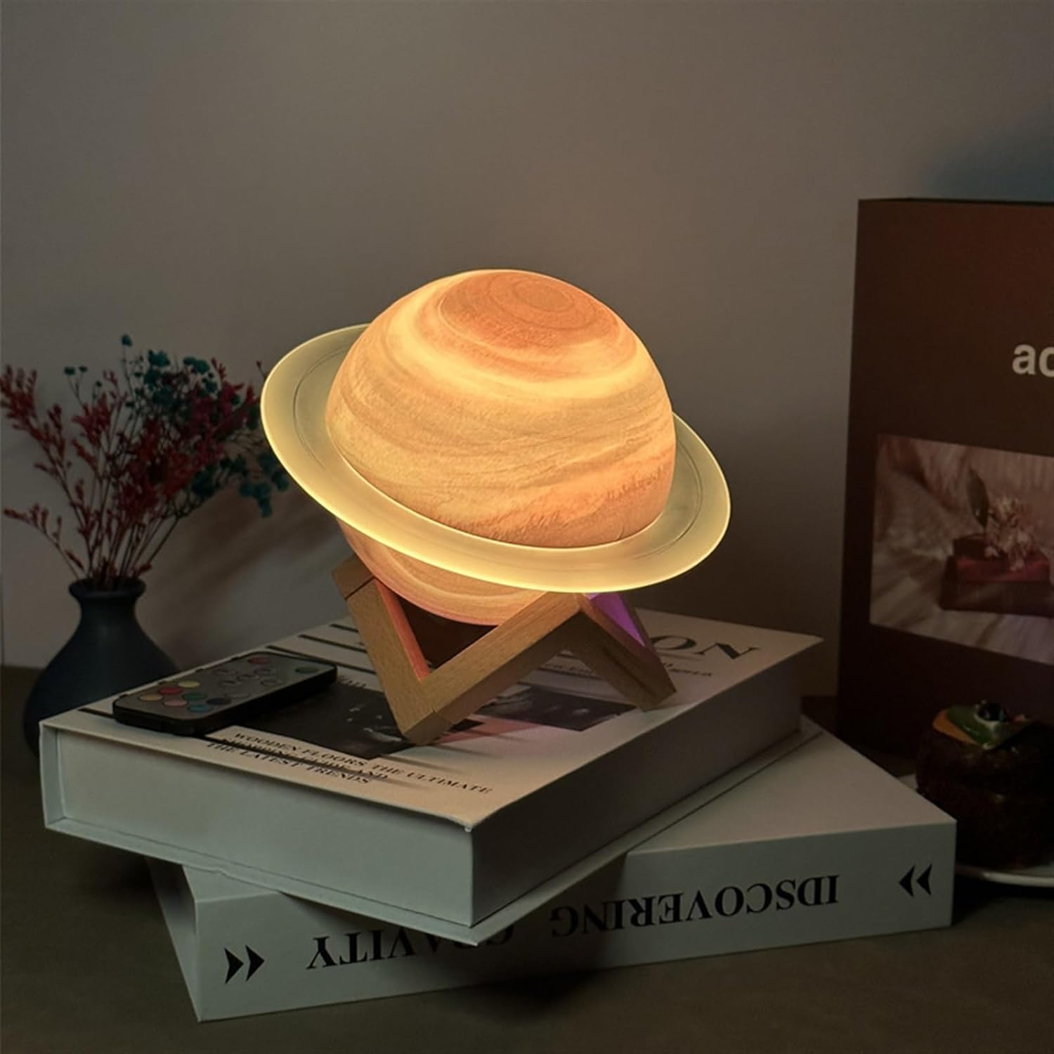 Jssevn - Bluetooth-lautsprecher, Saturnlampe, Mond-astronauten-nachtlichter Mit Fernbedienung Und Timer, Mehrfarbige Nachtlichter Mit Einstellbarer Helligkeit
