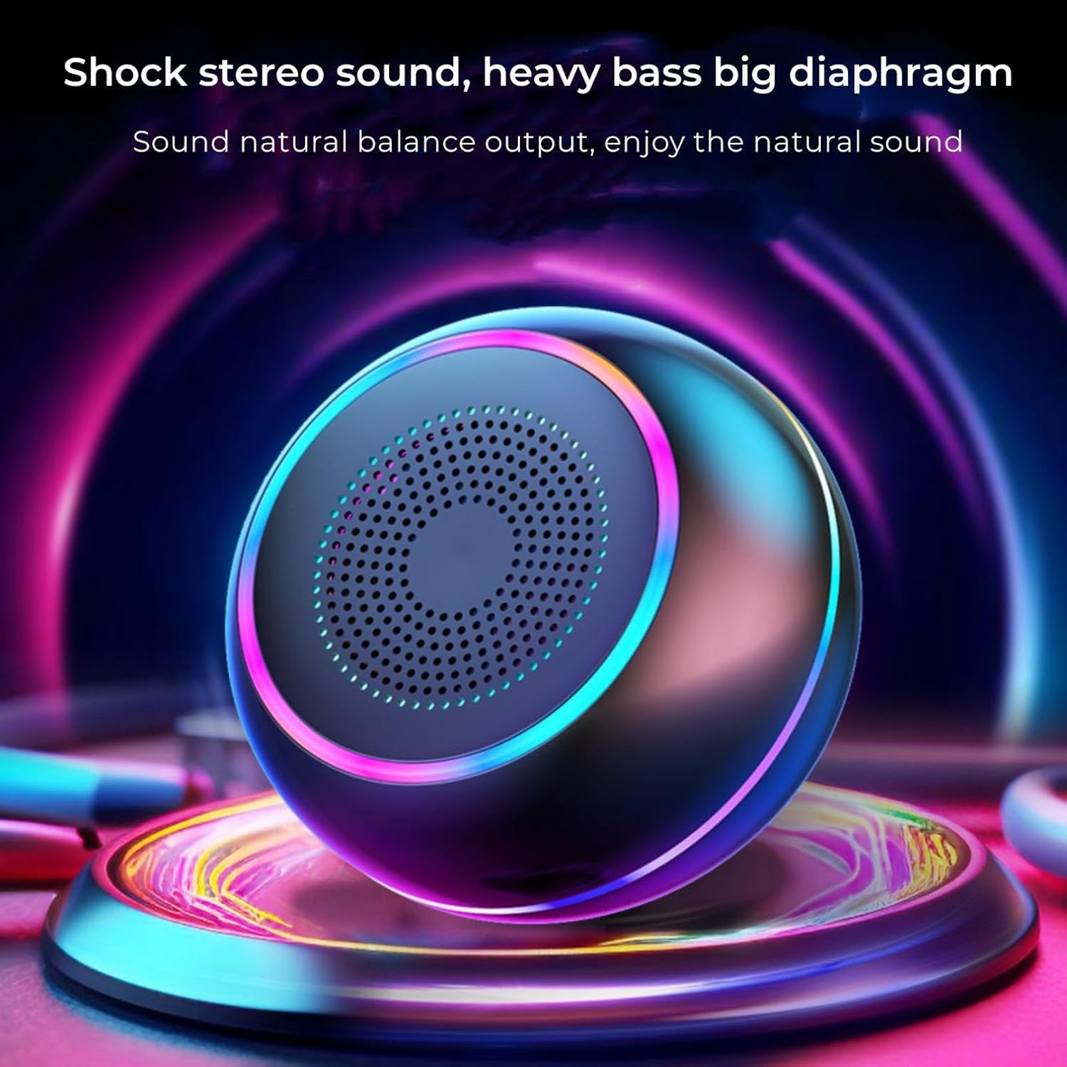 Jssevn - Kabelloser Bluetooth-lautsprecher, Tragbarer Bluetooth-lautsprecher, Subwoofer, Zwei Lautsprecher, Led-licht, Mehrere Wiedergabemodi