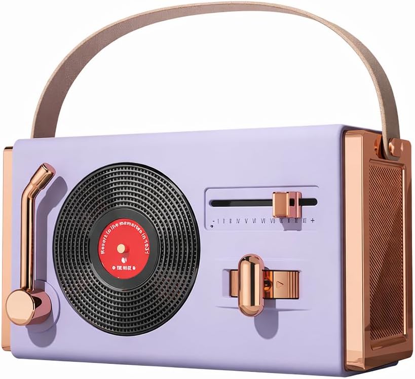 Jssevn - Mini-retro-bluetooth-lautsprecher Mit Kraftvollem Klang, Integriertem Mikrofon, Aux- Und Tf-karten-wiedergabe, Niedlichem Und Trendigem Design Fürs Büro, Lila