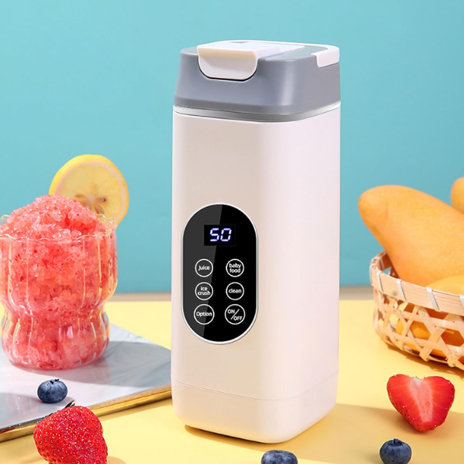 Jssevn - Tragbarer Smoothie-mixer Mit 12 Klingen, Ideal Für Reisen Und Outdoor-aktivitäten, Usb-aufladbar, 420 Ml, Weiß