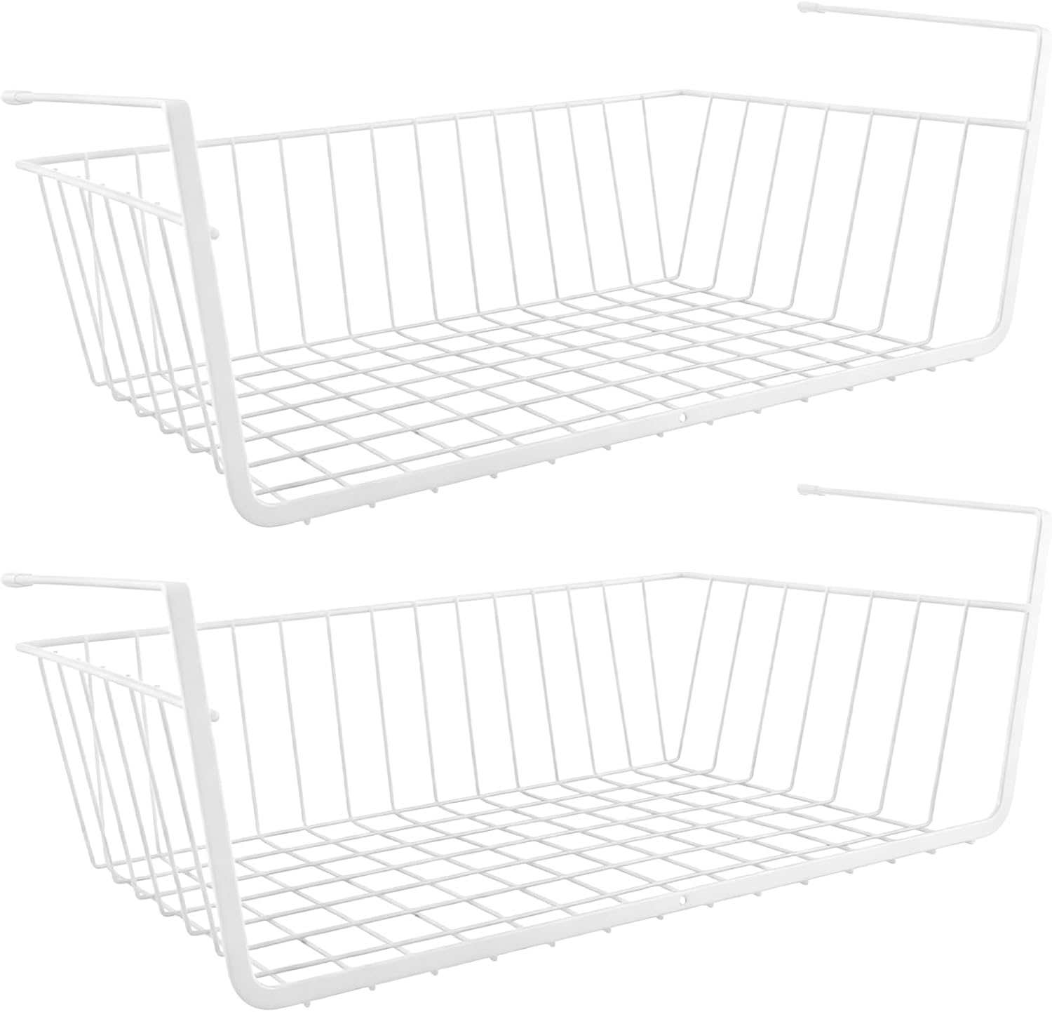 Jssevn - 2-teiliger Hängekorb Für Unter Regale, Großer Weißer Küchenaufbewahrungskorb 41 X 14 X 23 Cm, Papierhandtuchhalter Mit Rutschfesten Füßen