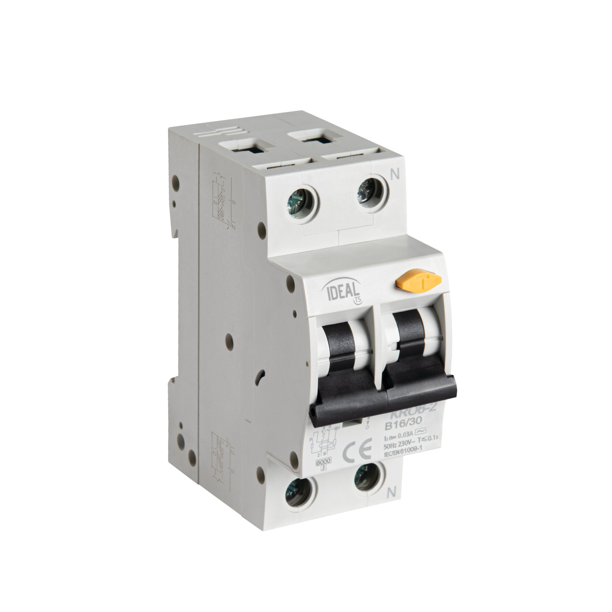 Fehlerstromschutzschalter 2p B 16a 0,03a Typ Ac Kro6-2/b16/30 23210