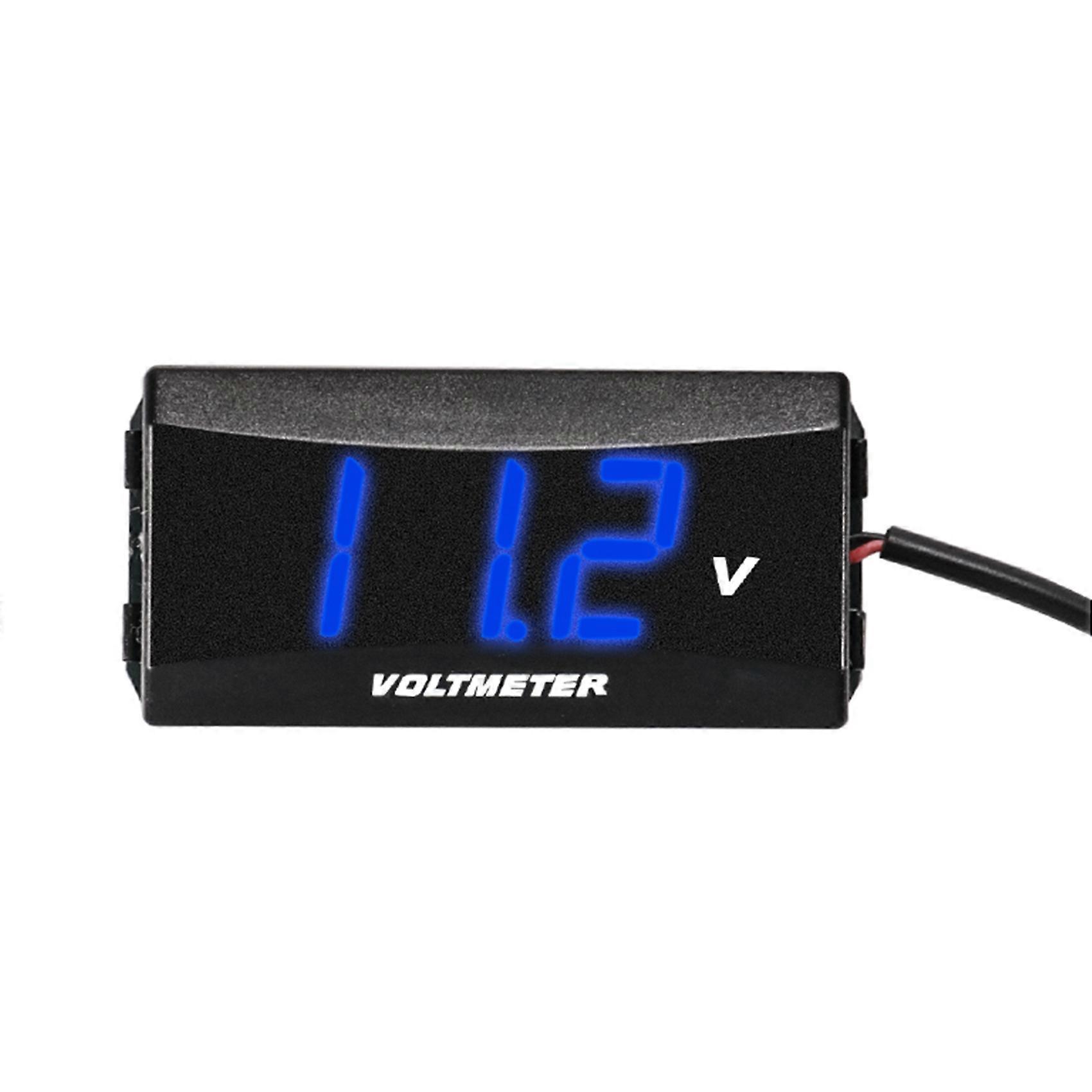Mini-led-digitalvoltmeter Für Motorräder, Display-voltmeter Mit Verpolungsschutz, 12–80 V, Blau