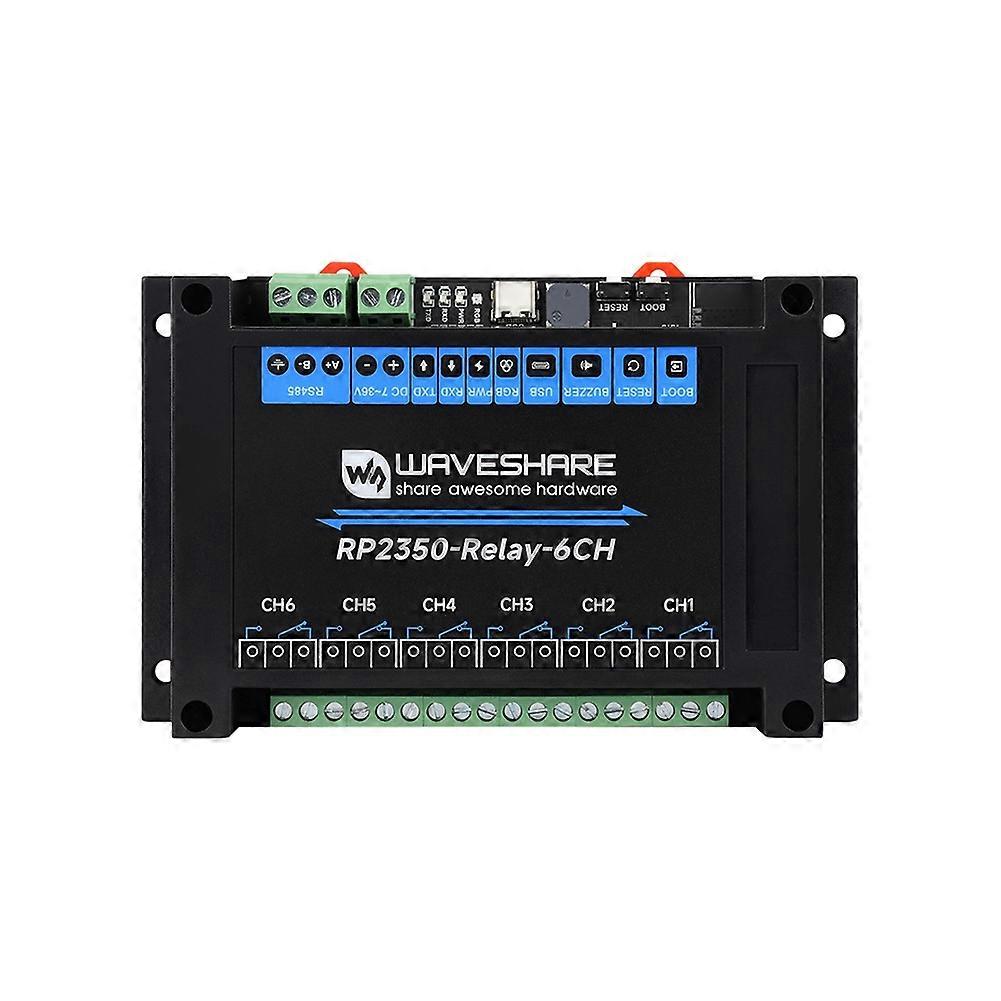Waveshare Rp2350 Industrielles 6-kanal-relaismodul Mit Integrierter Pico-rs485-schnittstelle Und Isolationsschutz
