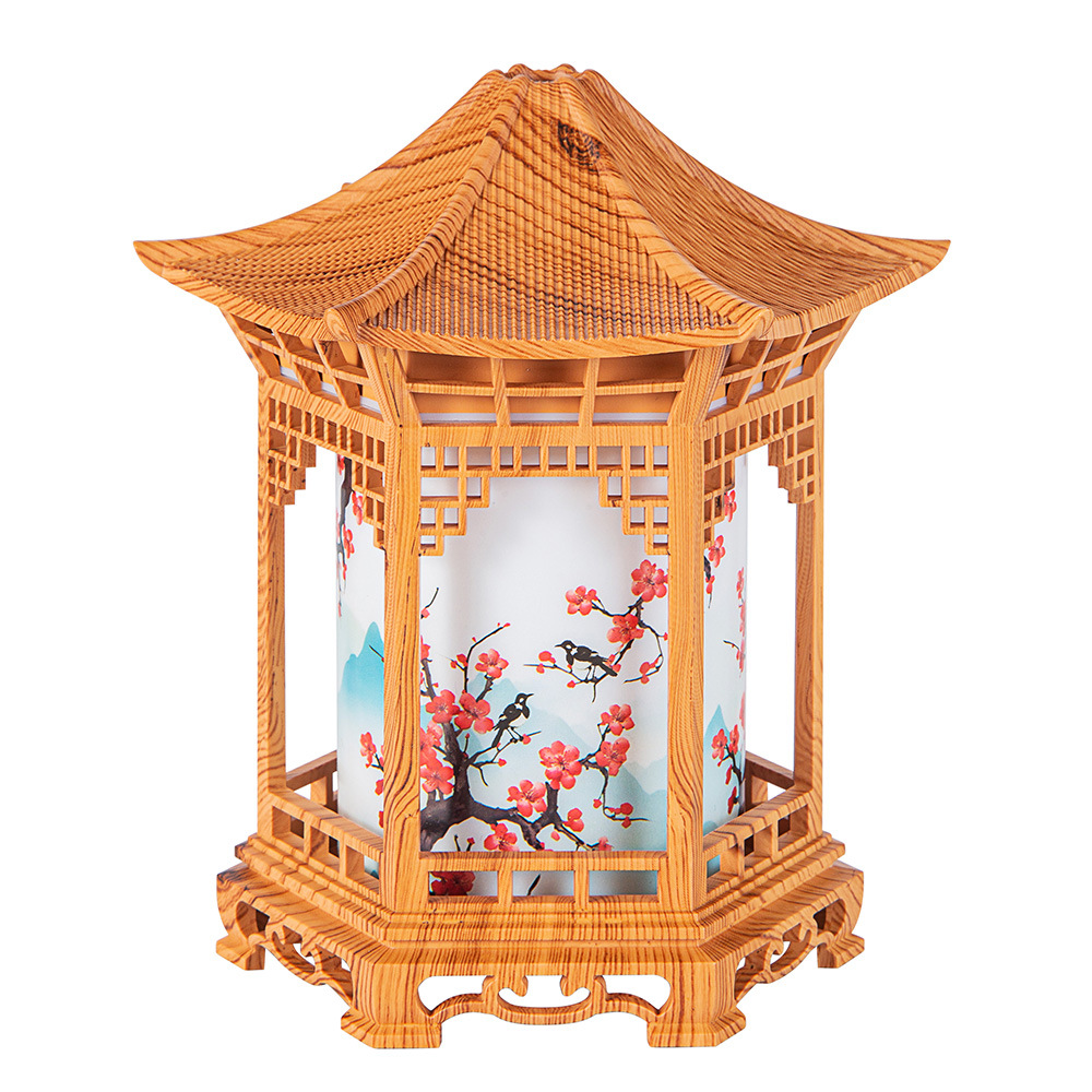 Chinesischer Stil Luftbefeuchter, Kreativer Nebeldiffusor Mit Led-nachtlicht, Originelle Inneneinrichtung Aus Hellem Holz (120x104x136 Mm), Geschenkidee-lsw