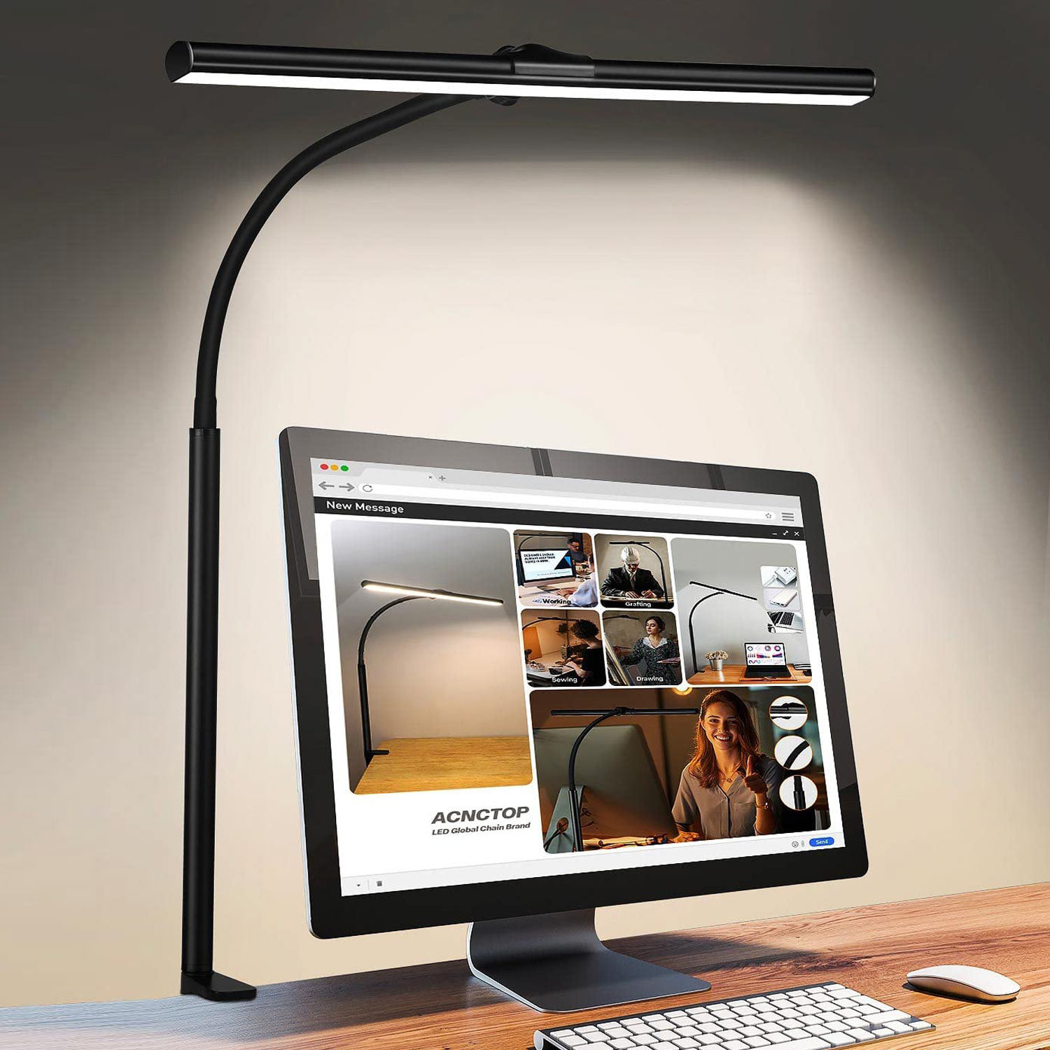 Led-klemmleuchte, Usb-doppelkopf-lampe Mit Blaulichtfilter Für Computerbildschirme, Einstellbare Arbeitsplatzbeleuchtung Und Augenschutz-lsw