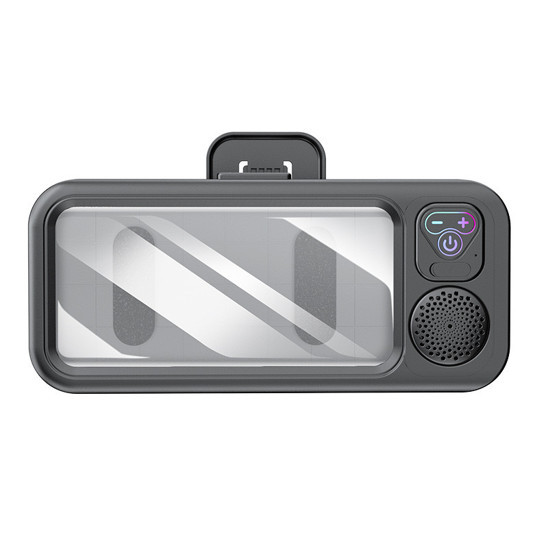 Wasserdichter Telefonhalter Für Badezimmer Mit Tragbarem Bluetooth-lautsprecher – Beschlagfreier Touchscreen-halter Zum Serien Schauen, Duschtauglich (modell Hbs615 Schwarz)-lsw