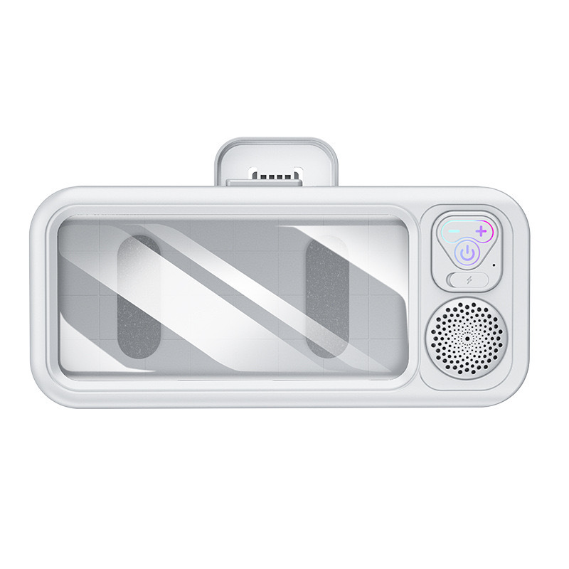 Wasserdichter, Taktiler Telefonhalter Für Das Badezimmer Mit Tragbarem Bluetooth-lautsprecher, Ideal Zum Ansehen Von Serien (modell Hbs615 Weiß)-lsw