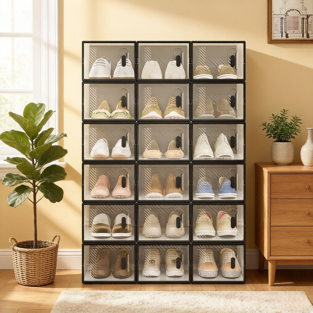 Stapelbare Kleiderschrank,aufbewahrungsbox,modulares Schuhhalter,schuhaufbewahrungsbox,bücherregal,spielzeugorganisator,badezimmerkabine(nur Mit 18pcs Lagerbox)