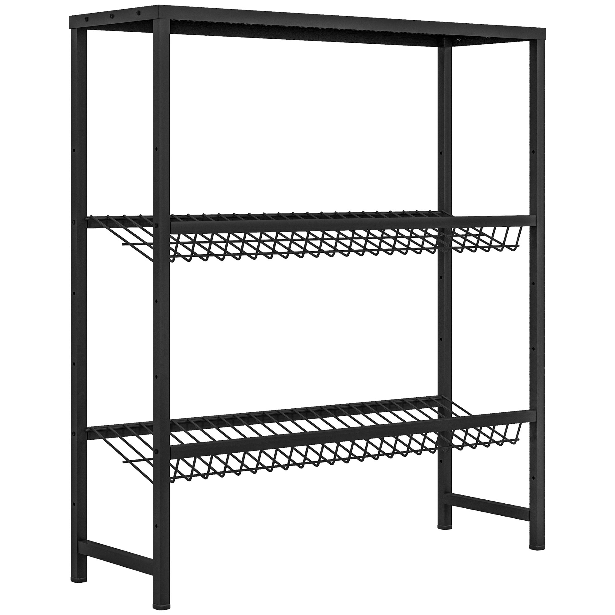 Getränkekistenregal Freistehend Für 6 Kisten, Verstellbare Regalhöhe, 3 Ebenen, Rutschfest, 103 X 33 X 113,5 Cm, Stahl Schwarz