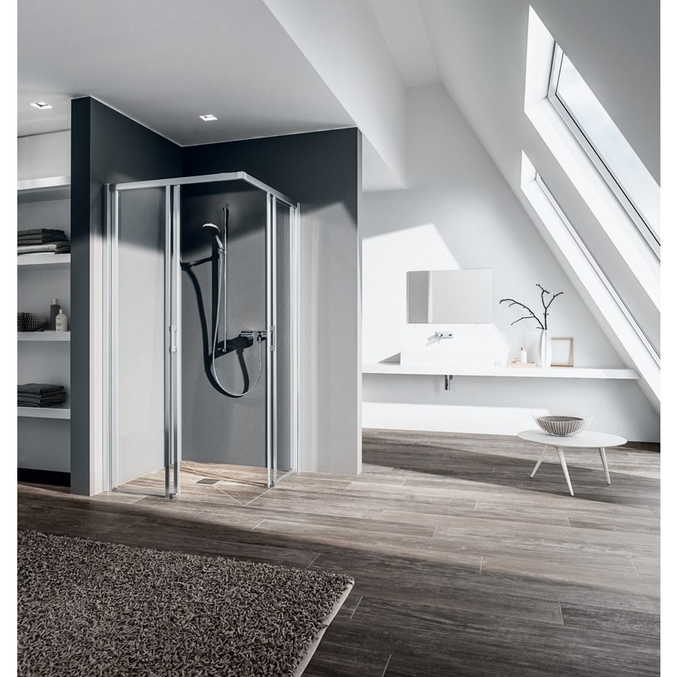 Kermi Liga Eck-halbteil Links C2l 1000 X 2000mm Silber Hochglanz Esg Klar