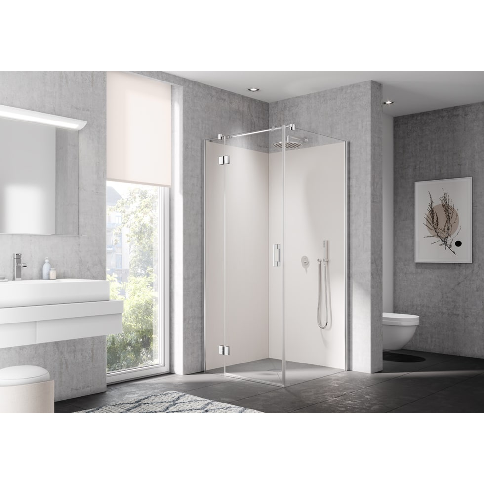 Kermi Liga Schwingtür Snl 1100 X 2000mm Silber Hochglanz Esg Klar
