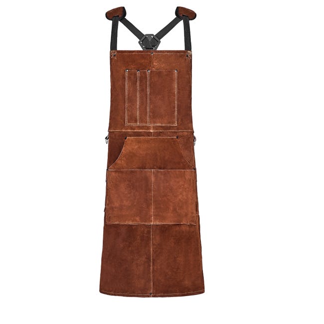 Vevor Schweißerschürze Aus Rindsleder, Flamm- Und Hitzebeständig, 6 Taschen, Funkenschutz, Für Damen Und Herren, Geeignet Für Holzbearbeitung, Gartenarbeit Und Grillen