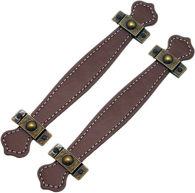 2 Stück Leder-schubladengriffe Vintage Koffergriff Für Möbel Schrank Mit Schrauben - Braun (128 Mm)