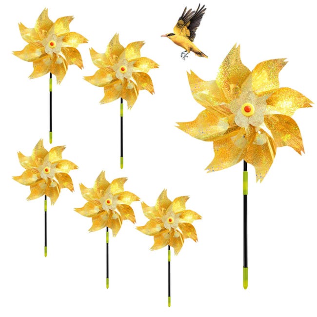 6-teiliges Vogelabwehr-windturbinen-set, Wirksam Gegen Krähen Und Tauben Für Balkone, Reflektierende Windturbinen Für Gärten Und Dächer (gold)