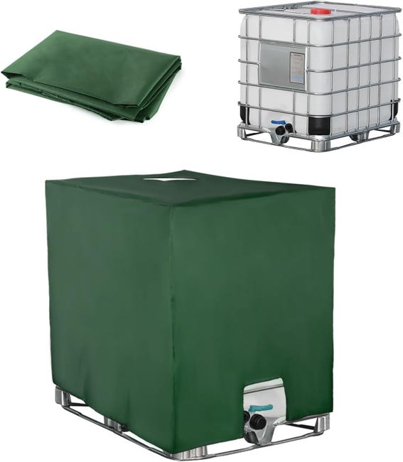 Ibc-tankabdeckung (1000 L), Wassertankabdeckung, Uv-beständig, Staubdicht, Regenwassernutzungsbehälter Mit Verschluss, 116 X 100 X 120 Cm, Grün