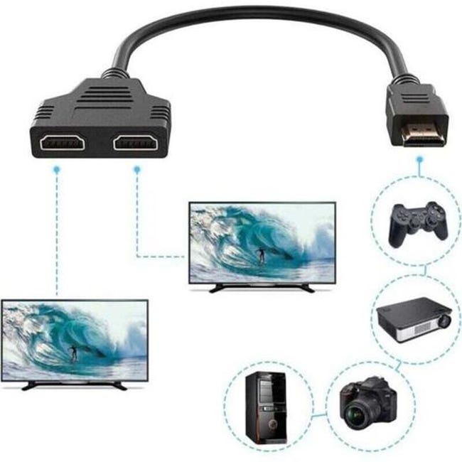 Hdmi 1 Stecker Auf Zwei Hdmi 2 Buchsen Konverteradapter, Kompatibel Mit Dvd-playern, Hd-fernsehern Und Lcd-monitoren