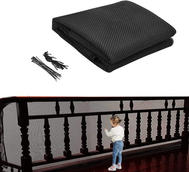 Treppenschutznetz, Baby-sicherheitsnetz, Balkon-sicherheitsnetz, Schutznetz, Schwarz 2x0,8m