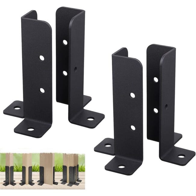 4 Stück Verstellbare Ankerpfähle Für Quadratische Zaunpfosten-fußplatten-befestigungshalterungen Mit Schwarzer Pulverbeschichtung