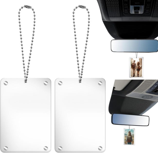 2er-set Universelle Magnetische Auto-fotohalter, Rückspiegel-fotorahmen, Deko-accessoires, Transparentes Acryl, Geschenk