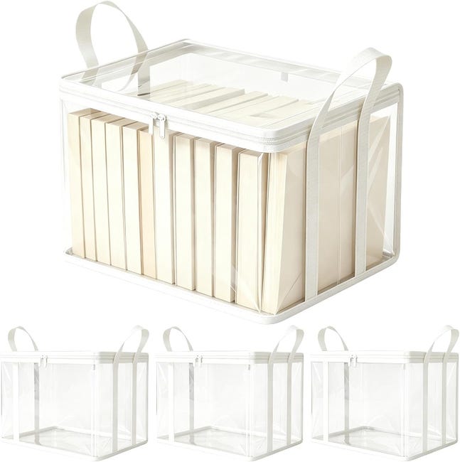 Set Mit 4 Wiederverwendbaren Und Wasserdichten, Stapelbaren, Transparenten Umzugstaschen Mit Deckel Für Kleidung, Spielzeug, Schuhe, Bettwäsche Und Decken