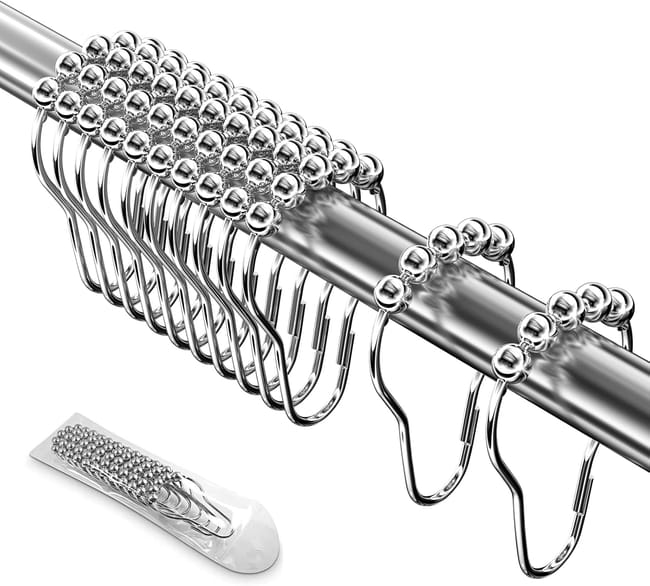 12 Stück Duschringe Aus Edelstahl 74 X 42 Mm, Duschvorhanghaken Mit Schiebesystem (silber)