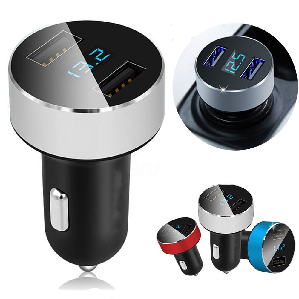 Autoladeadapter Mit Zwei Anschlüssen 3.1a Usb-zigarettenanzünderbuchse 12v / 24v Digitales Led-voltmeter Für Tablet-kamera Für Mobiltelefone Und Weitere Ladegeräte, Silber